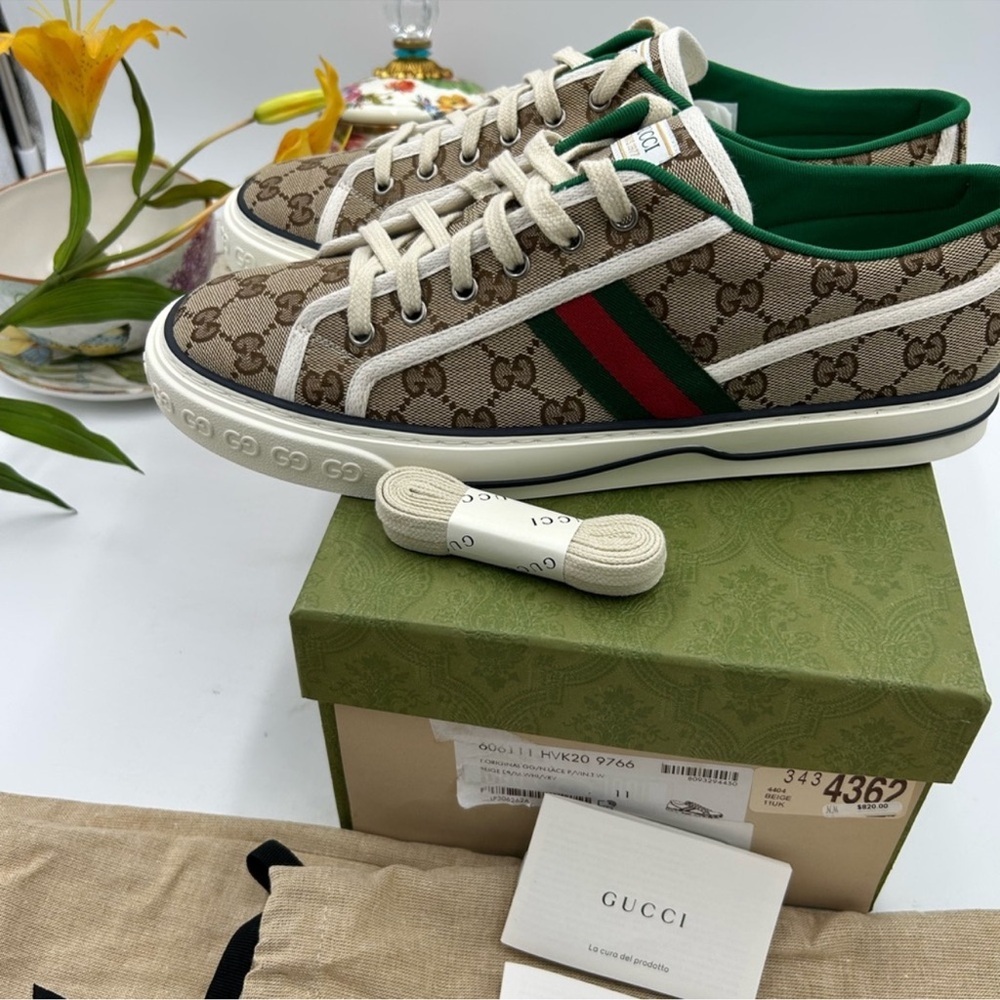 Men’s Gucci tennis 1977 low top sneakers size 11 fits 11.5 US made in Italy - Picture 6 of 9